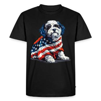 Bichon frisé chien 4 juillet Drapeau américain Cadeaux - T-shirt Premium bio Homme - noir - Devant - Nico (187cm)