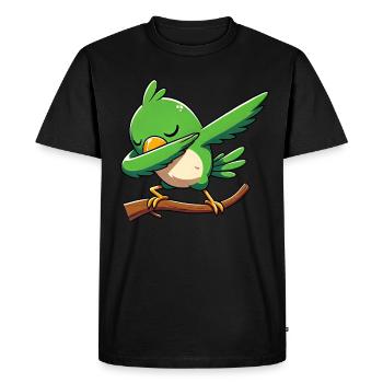 Polka dot parrot. Funny - Men's Premium Organic T-Shirt - black - Front - Nico (187cm)