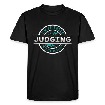 Assistant administratif Je juge silencieusement l’employé de bureau - T-shirt Premium bio Homme - noir - Devant - Nico (187cm)