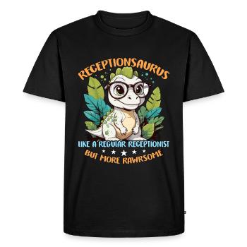 Réceptionniste Receptionsaurus comme un employé de bureau - T-shirt Premium bio Homme - noir - Devant - Nico (187cm)