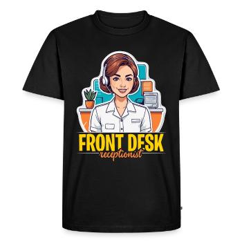 Réceptionniste Réceptionniste Réceptionniste Employé de bureau - T-shirt Premium bio Homme - noir - Devant - Nico (187cm)