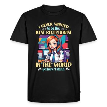 Réceptionniste Je n’ai jamais voulu être la secrétaire - T-shirt Premium bio Homme - noir - Devant - Nico (187cm)