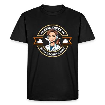Réceptionniste Veuillez vous enregistrer Réceptionniste de l’hôtel - T-shirt Premium bio Homme - noir - Devant - Nico (187cm)