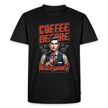 Réceptionniste Café Avant le travail de bureau Amateur de café - T-shirt Premium bio Homme - noir - Devant - Nico (187cm)