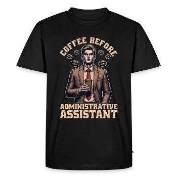 Assistante administrative Employé de bureau Café Amateur de café - T-shirt Premium bio Homme - noir - Devant - Nico (187cm)