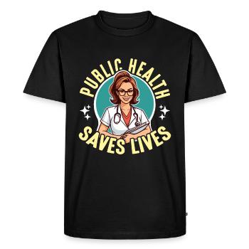 Éducateur en santé La santé publique sauve des vies Éducateur - T-shirt Premium bio Homme - noir - Devant - Nico (187cm)