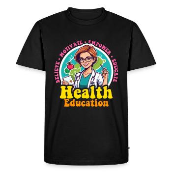 Éducateur en santé Croire Motiver Habiliter Éducateur - T-shirt Premium bio Homme - noir - Devant - Nico (187cm)