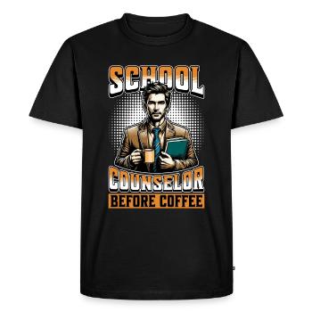 School Counselor Before Counseling Coffee Lover - Men's Premium Organic T-Shirt - black - Front - Nico (187cm)