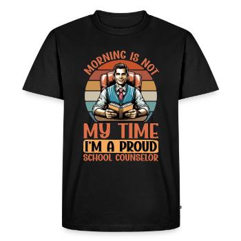 Conseiller scolaire Le matin n’est pas mon temps Thérapeute - T-shirt Premium bio Homme - noir - Devant - Nico (187cm)