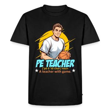 Instructeur P.E Nom de l’enseignant P.E Un entraîneur personnel - T-shirt Premium bio Homme - noir - Devant - Nico (187cm)
