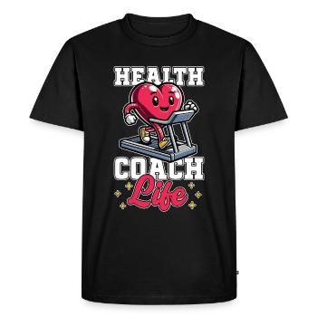 Coach de santé Entraîneur de fitness Amateur d’entraînement - T-shirt Premium bio Homme - noir - Devant - Nico (187cm)