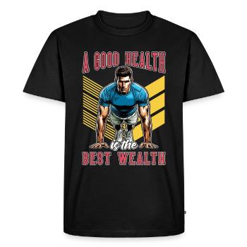 Coach de santé Une bonne santé est le meilleur entraînement - T-shirt Premium bio Homme - noir - Devant - Nico (187cm)