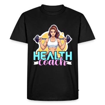 Health Coach Fitness Trainer Gym Teacher Workout - Men's Premium Organic T-Shirt - black - Front - Nico (187cm)