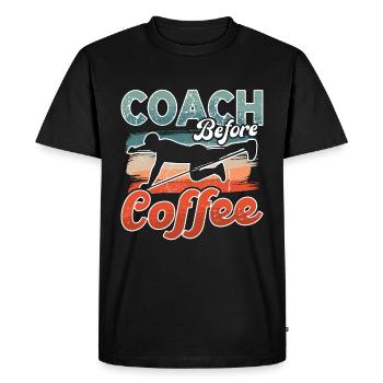Coach de santé avant l’entraînement au café Amateur de café - T-shirt Premium bio Homme - noir - Devant - Nico (187cm)