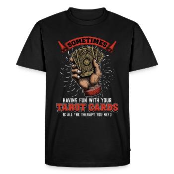 Lecture du tarot S’amuser Cartomancie - T-shirt Premium bio Homme - noir - Devant - Nico (187cm)