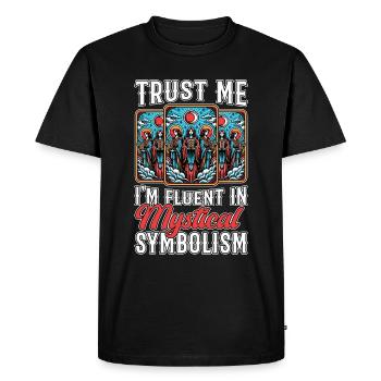 Lecture de tarot Croyez-moi, je parle couramment la lecture de cartes - T-shirt Premium bio Homme - noir - Devant - Nico (187cm)