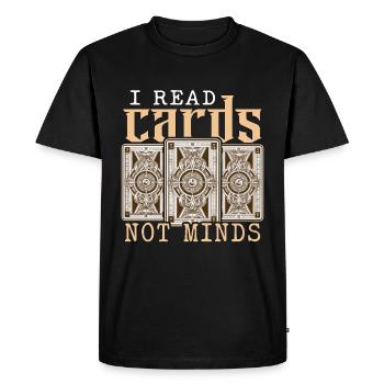 Lecteur de tarot Je lis des cartes pas des esprits Lecture de cartes - T-shirt Premium bio Homme - noir - Devant - Nico (187cm)