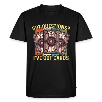 Tarot Reading Got Questions J’ai Voyance Tarot - T-shirt Premium bio Homme - noir - Devant - Nico (187cm)