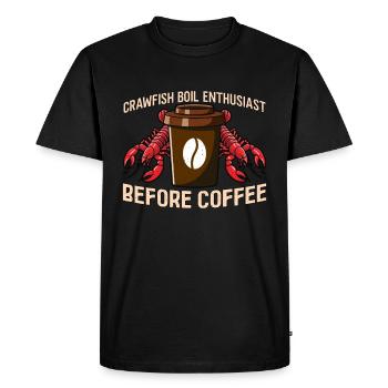 Amateur d’écrevisses bouillie avant le café de fruits de mer - T-shirt Premium bio Homme - noir - Devant - Nico (187cm)