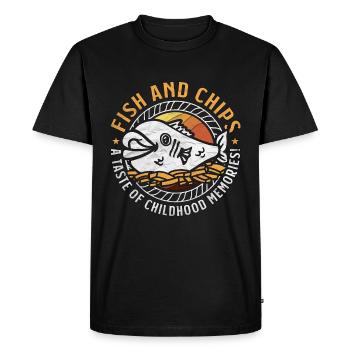 Fish And Chips A Taste Of Childhood British Food - Men's Premium Organic T-Shirt - black - Front - Nico (187cm)