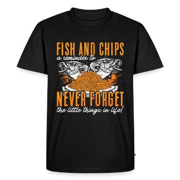 Fish And Chips A Reminder To British Street Food - Men's Premium Organic T-Shirt - black - Front - Nico (187cm)