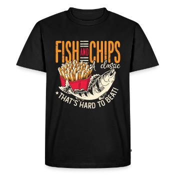 Fish And Chips A Classic That British Delicacy - Men's Premium Organic T-Shirt - black - Front - Nico (187cm)