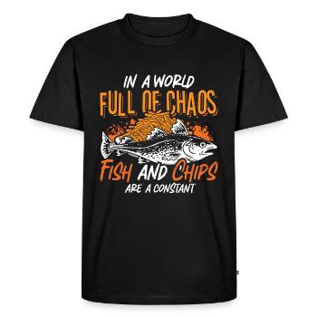 Fish And Chips In A World Full Of Chaos Food Lover - Men's Premium Organic T-Shirt - black - Front - Nico (187cm)
