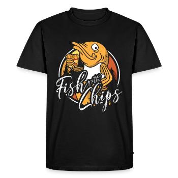 Fish With Chips British Street Food Fish And Chips - Men's Premium Organic T-Shirt - black - Front - Nico (187cm)