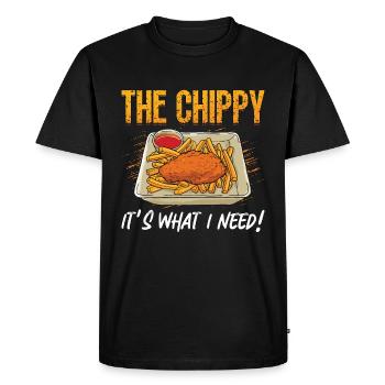 Fish And Chips The Chippy It's British Street Food - Men's Premium Organic T-Shirt - black - Front - Nico (187cm)