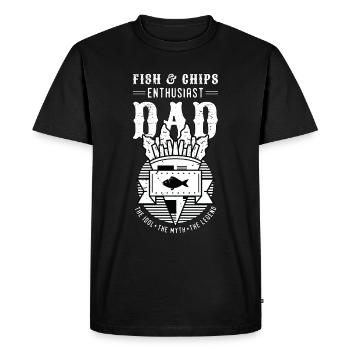 Fish & Chips Enthusiast Dad The Idol British Food - Men's Premium Organic T-Shirt - black - Front - Nico (187cm)
