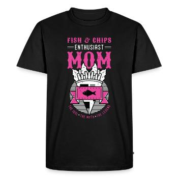 Fish & Chips Enthusiast Mom British Street Food - Men's Premium Organic T-Shirt - black - Front - Nico (187cm)