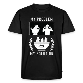 Fish And Chips My Problem My Pictogram Dad Mom - Men's Premium Organic T-Shirt - black - Front - Nico (187cm)