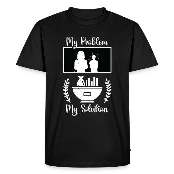 Fish And Chips My Problem My Pictogram Mom Dad - Men's Premium Organic T-Shirt - black - Front - Nico (187cm)