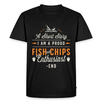 Fish And Chips A Short Story I Am A Seafood Lover - Men's Premium Organic T-Shirt - black - Front - Nico (187cm)