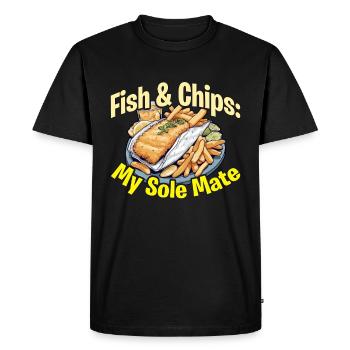 Fish & Chips My Sole Mate British Street Food - Men's Premium Organic T-Shirt - black - Front - Nico (187cm)