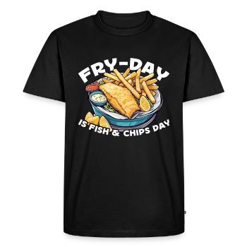 Fish And Chips Fry-Day Is Fish & Chips Food Lover - Men's Premium Organic T-Shirt - black - Front - Nico (187cm)