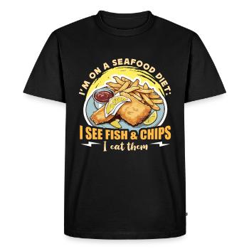 Fish And Chips I'm On A Seafood Diet Food Lover - Men's Premium Organic T-Shirt - black - Front - Nico (187cm)