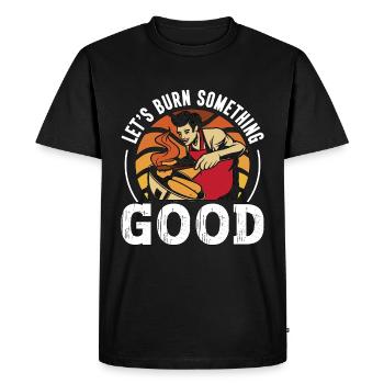 Pulled Pork BBQ Let's Burn Something Barbecue - Men's Premium Organic T-Shirt - black - Front - Nico (187cm)