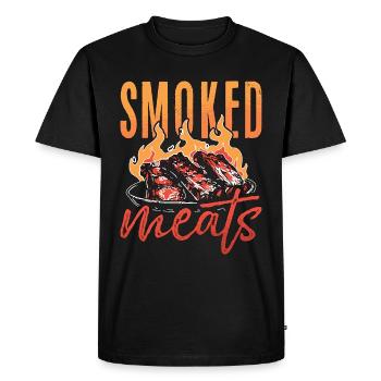 Pulled Pork BBQ Smoked Meats Grilled Meat Lover - Men's Premium Organic T-Shirt - black - Front - Nico (187cm)