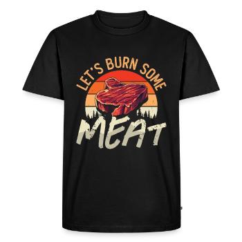 Pulled Pork BBQ Let's Burn Some Meat Pork BBQ - Men's Premium Organic T-Shirt - black - Front - Nico (187cm)