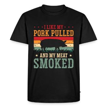 Pulled Pork BBQ I Like My Pork Pulled Grilled Meat - Men's Premium Organic T-Shirt - black - Front - Nico (187cm)