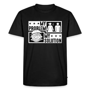 Pulled Pork BBQ My Problem My Pictogram Dad Mom - Men's Premium Organic T-Shirt - black - Front - Nico (187cm)