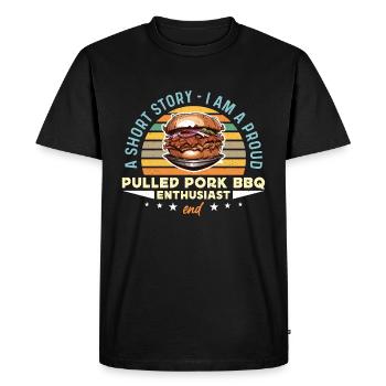 Pulled Pork BBQ A Short Story I Am Barbecue Lover - Men's Premium Organic T-Shirt - black - Front - Nico (187cm)
