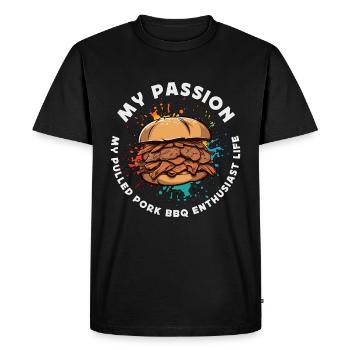 Pulled Pork BBQ My Passion My Grilled Meat Lover - Men's Premium Organic T-Shirt - black - Front - Nico (187cm)