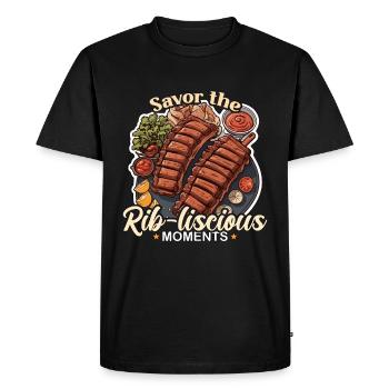 Ribs Barbecue Savor The Rib-liscious Meat Lover - T-shirt Premium bio Homme - noir - Devant - Nico (187cm)