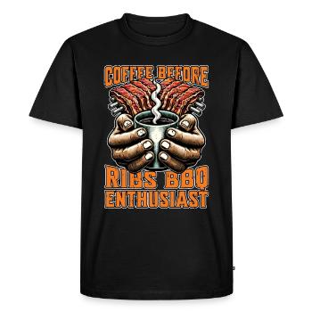 Côtes levées Barbecue Café Viande grillée Amateur de café - T-shirt Premium bio Homme - noir - Devant - Nico (187cm)