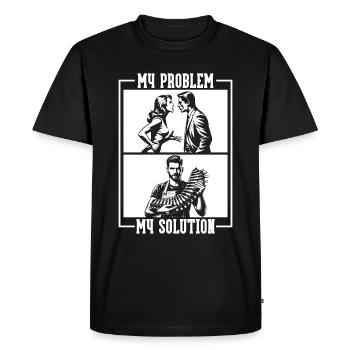 Côtes levées Barbecue Mon problème Mon pictogramme Papa Maman - T-shirt Premium bio Homme - noir - Devant - Nico (187cm)