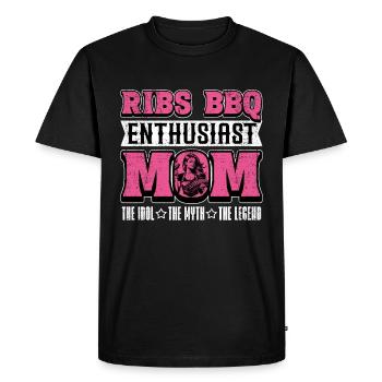 Ribs BBQ Enthusiast Mom The Grilled Meat Lover - T-shirt Premium bio Homme - noir - Devant - Nico (187cm)