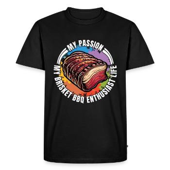 Brisket Barbeque My Passion My Brisket Meat Lover - Men's Premium Organic T-Shirt - black - Front - Nico (187cm)