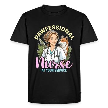 Pawfessional Nurse At Your Service Vet Assistant - Men's Premium Organic T-Shirt - black - Front - Nico (187cm)